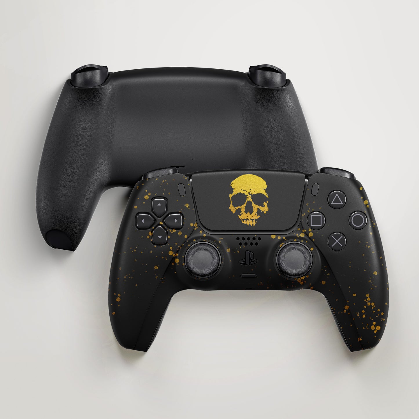 PS5 SKULL GOLD SPLATTER BLACK CONTROLLER