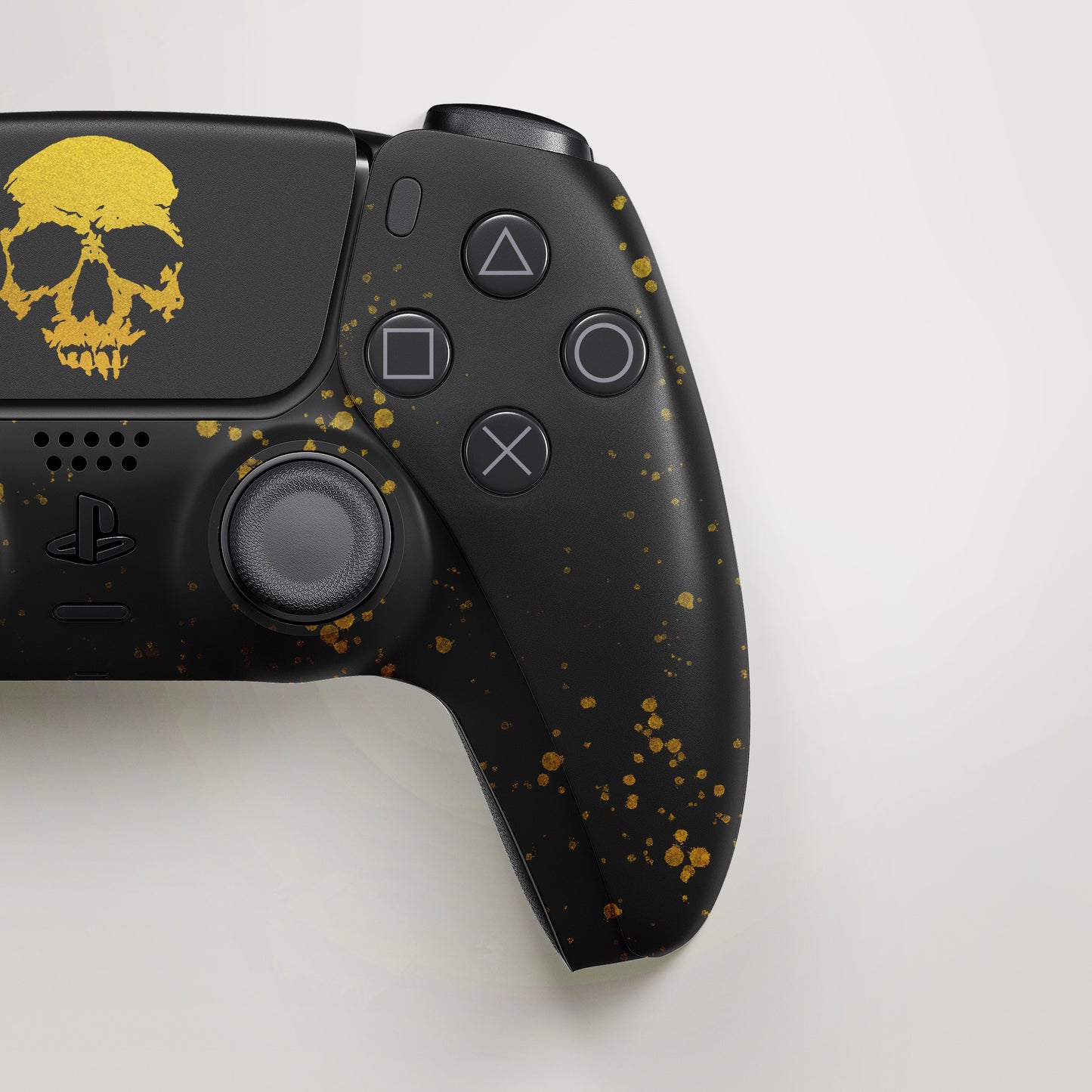 PS5 SKULL GOLD SPLATTER BLACK CONTROLLER