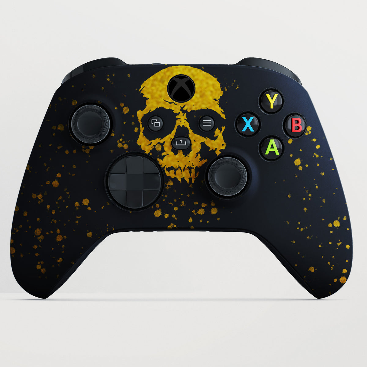 XBOX SKULL GOLD SPLATTER BLACK CONTROLLER