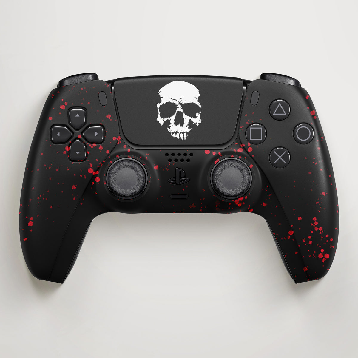 PS5 SKULL BLOOD SPLATTER BLACK CONTROLLER